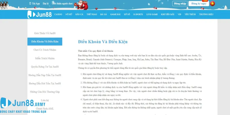 Sơ lược điều khoản điều kiện Jun88