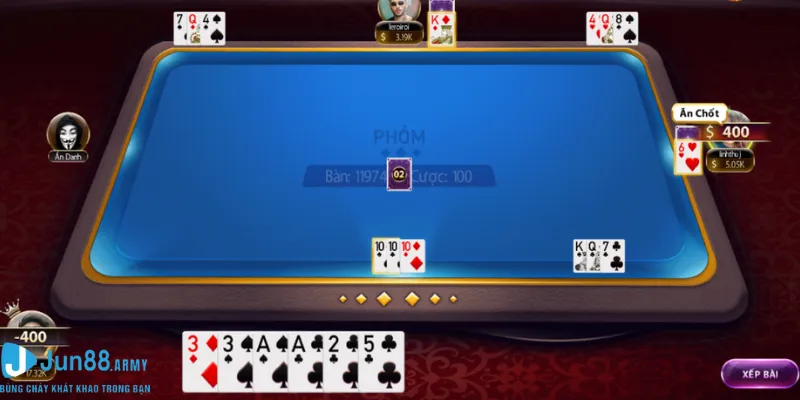 Bàn đánh Phỏm tối đa 4 người ở Jun88